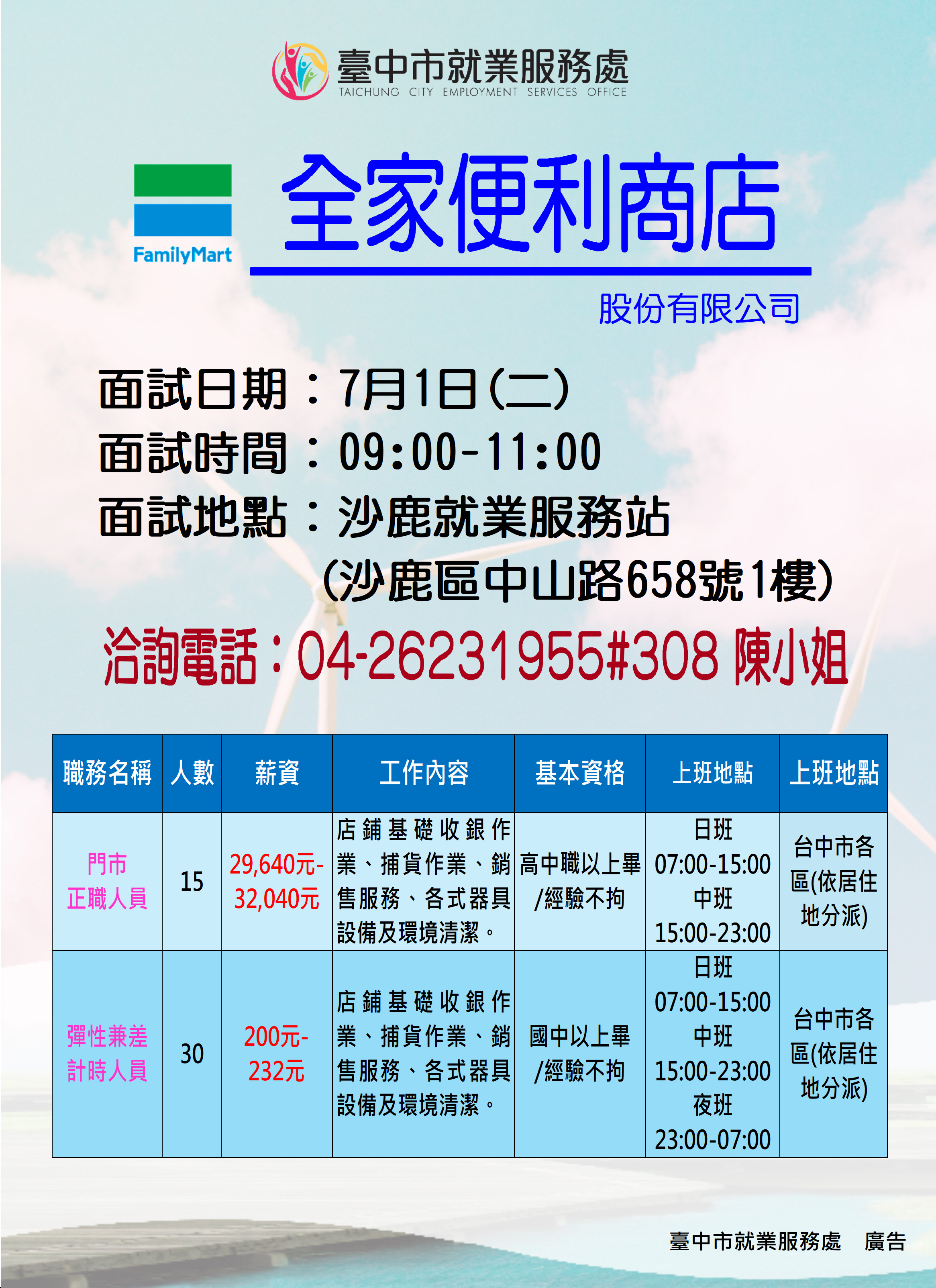 【單一徵才】全家便利商店股份有限公司