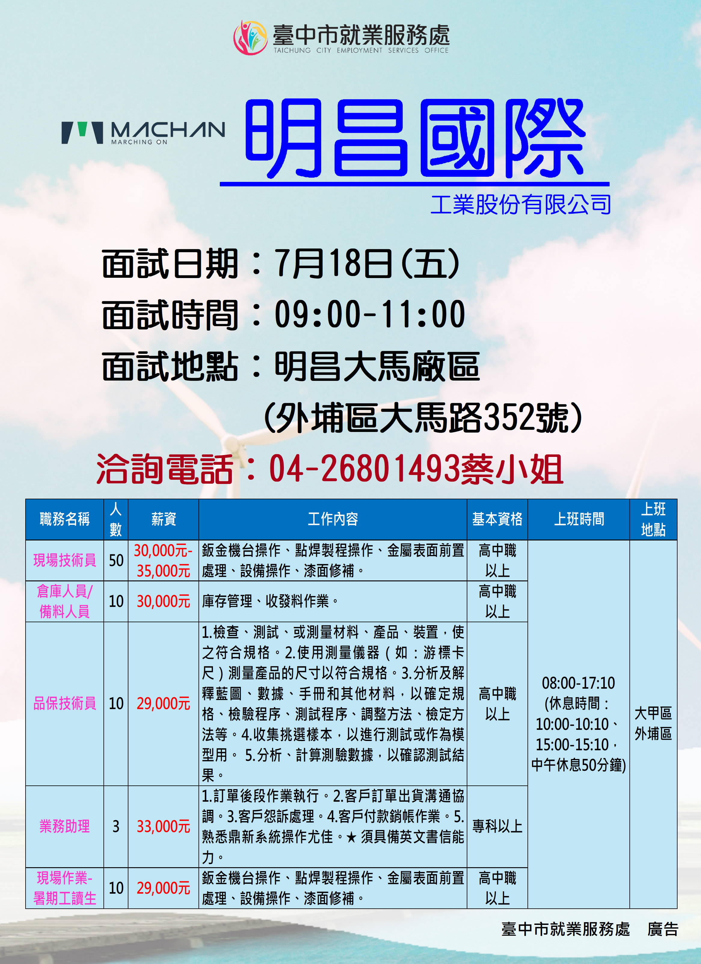 【單一徵才】明昌國際工業股份有限公司